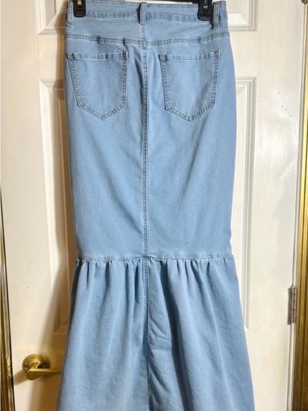 SHEIN Light Blue Denim Mermaid Midi Skirt with Button Front size S - Picture 6 of 9